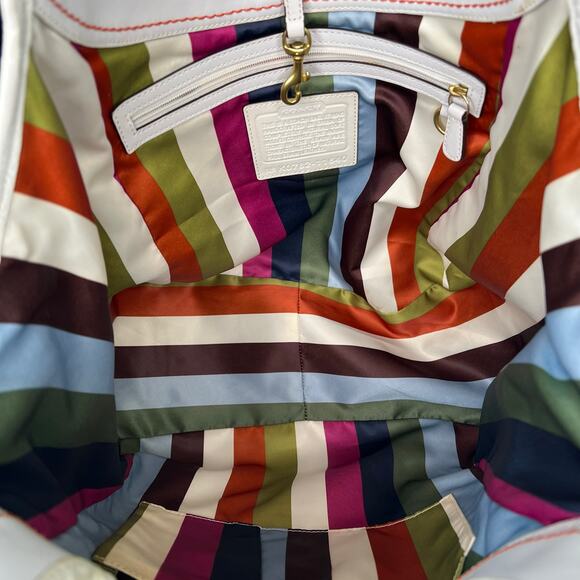 Coach Ergo Legacy Pebbled Cream White Leather XL Travel Tote Bag Satchel 11640 - Picture 7 of 9